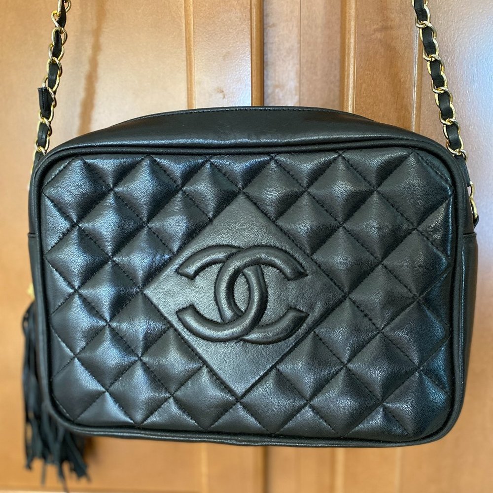 CHANEL Black Vintage Quilted Lambskin Shoulder Bag - FREE SHIPPING!